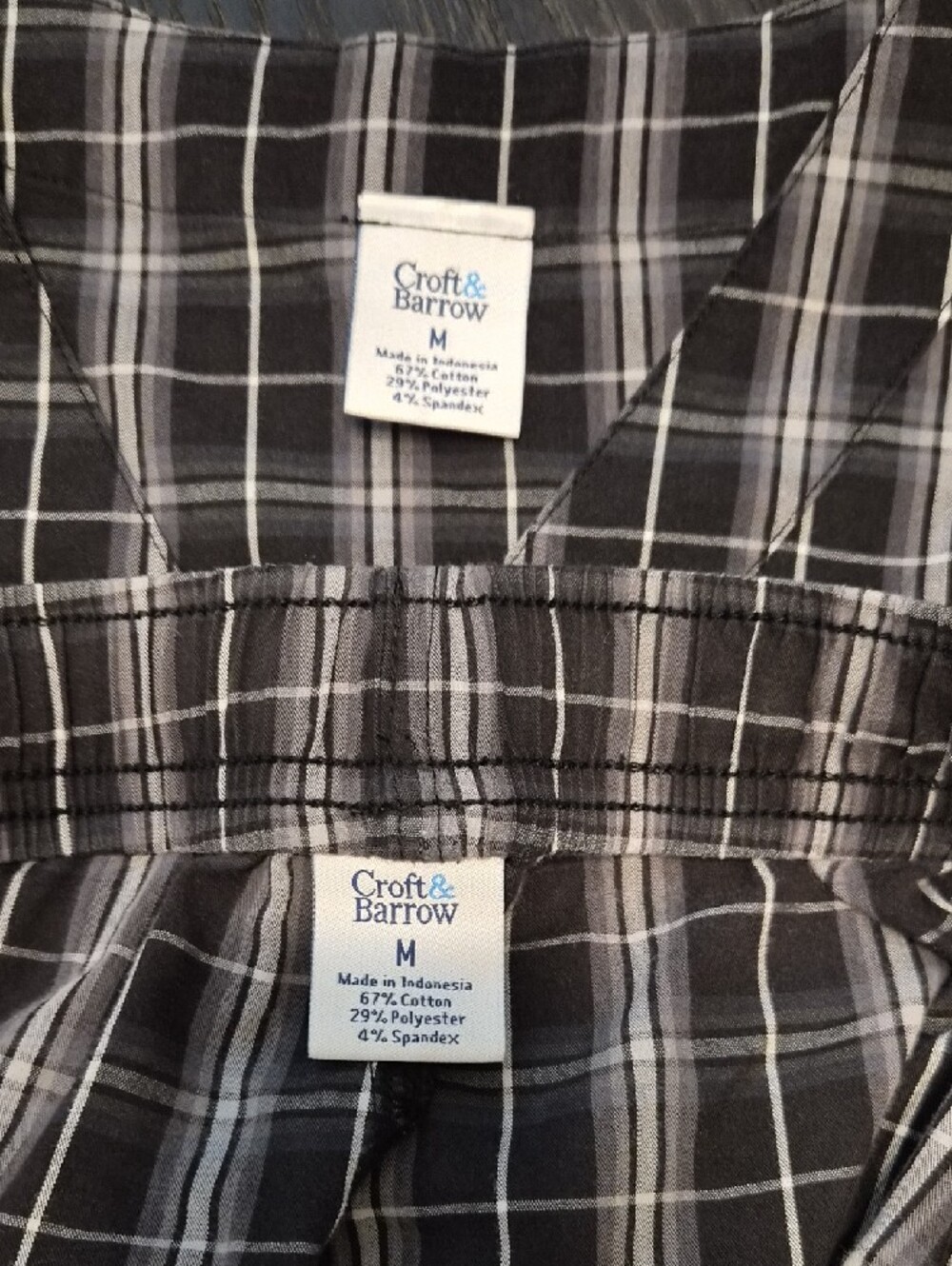 Black and White Plaid Short Sleeve Mens Pj Set - Picture 2 of 6